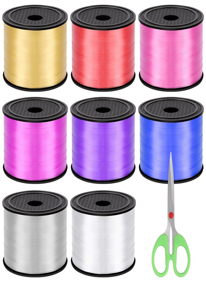 Keadic 9 Pack 8 Color Curling Ribbon Assortment Set with Cutter, 800 Yards Balloon Gift Wrap Ribbons Shiny Wrapping Curly Ribbon for Birthday, Wedding, Party Decoration - Image 1